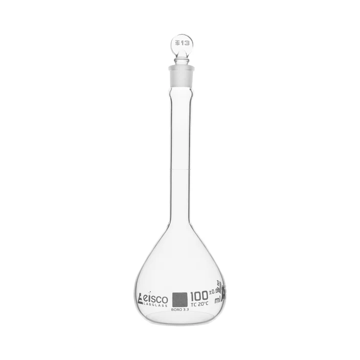 MATRAZ VOLUMETRICO CLASE "A" TAPON VIDRIO 100ML   EISCO