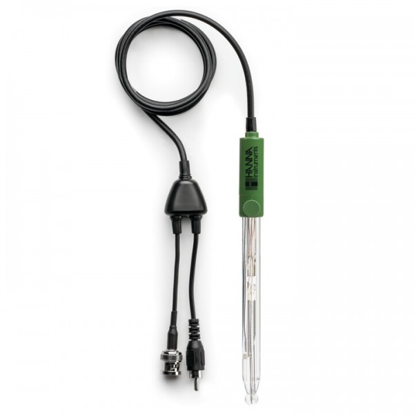 Electrodo de pH/temp., combinado, relleno con gel, con conectores BNC y RCA. HANNA