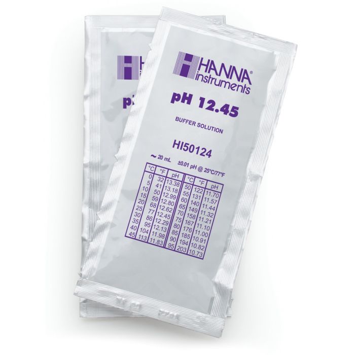 Sobres de solución técnica de calibración pH 12.45 " 25 °C, (25 x 20mL). HANNA