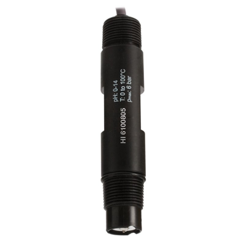 Electrodo industrial de pH para altas temperatura, cuerpo PVDF, doble unión de PTFE, BNC, 5m. HANNA
